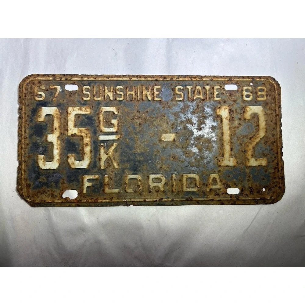 Vintage 1967 1968 1969 1970 Florida Blue License Plate Tag 35GK 12 Collectible